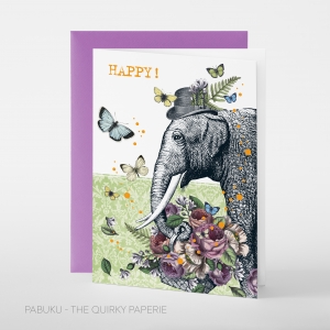 greeting card PABUKU F103 Happy Elephant Birthday