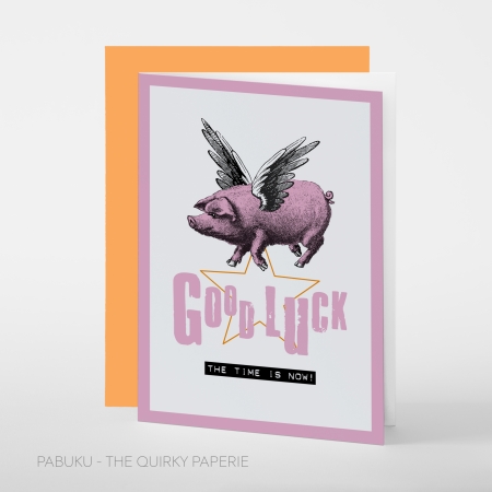 greeting card PABUKU S008 Good Luck PigSpotlight
