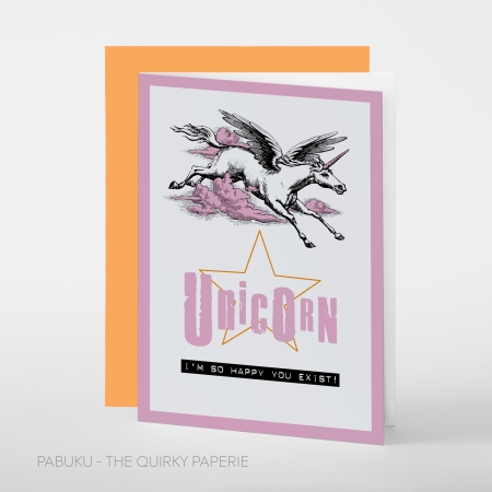 greeting card PABUKU S013 Flying UnicornSpotlight